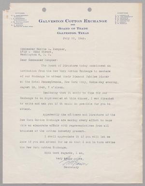 [Letter from Galveston Cotton Exchange to Commander Harris L. Kempner, July 20, 1945]