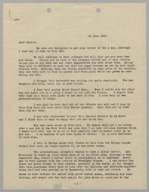 [Letter from Harris L. Kempner to Pierre Chardine, June 22, 1945]