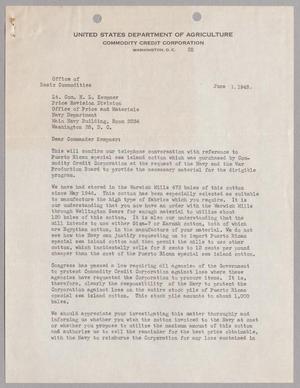 [Letter from United States Department of Agriculture to Lt. Com. H. L. Kempner, June 1, 1945]