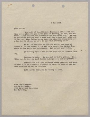 [Letter from Harris L. Kempner to Miss Cecile Kempner, June 6, 1945]