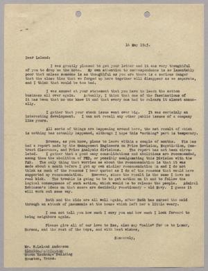 [Letter from Harris L. Kempner to Mr. W. Leland Anderson, May 16, 1945]