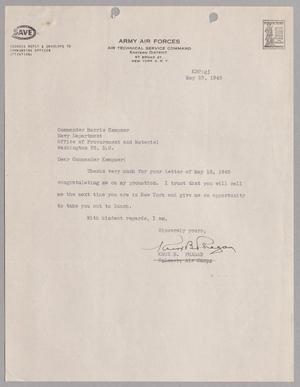 [Letter from the Army Air Forces to Commander Harris Kempner, May 23, 1945]