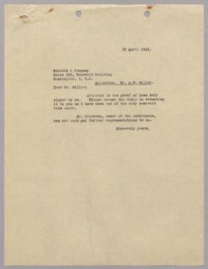 [Letter from Harris L. Kempner to Nichols & Company, April 30, 1945]