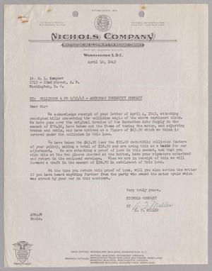 [Letter from Nichols Company to Lt. H. L. Kempner, April 10, 1945]