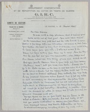 [Letter from Pierre Chardine to Harris, January 16, 1945]