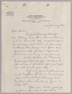 [Letter from Navy Department to Harris, January 29, 1945]