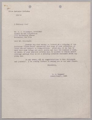 [Letter from H. L. Kempner to Mr. D. D. Gillespie, February 5, 1945]