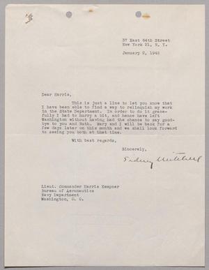 [Letter from Sidney Mitchell to Lieut. Commander Harris Kempner, January 2, 1945]