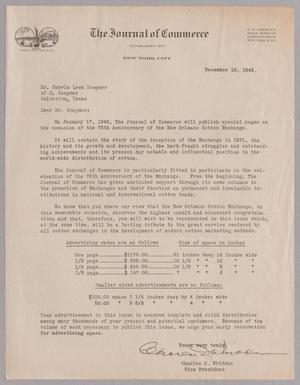 [Letter from the Journal of Commerce to Harris Leon Kempner, December 10, 1945]