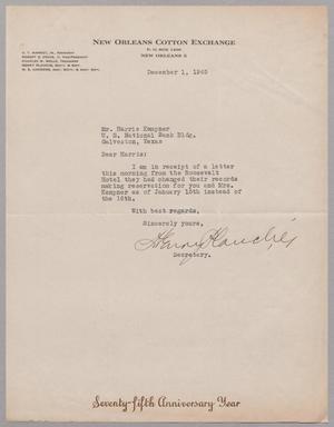 [Letter from New Orleans Cotton Exchange to Mr. Harris Kempner, December 1, 1945]