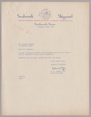 [Letter from Seabrook Shipyard to Mr. Harris Kempner, November 21, 1945]