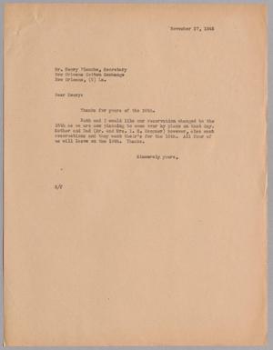 [Letter from Harris L. Kempner to Mr. Henry Plauche, November 27, 1945]