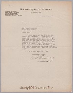 [Letter from New Orleans Cotton Exchange to Harris L. Kempner, November 26, 1945]