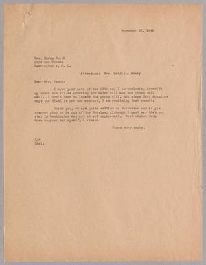 [Letter from Harris L. Kempner to Mrs. Emery Smith, November 20, 1945]