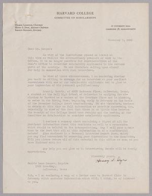 [Letter from Henry S. Dyer to Harris Leon Kempner, November 7, 1945]