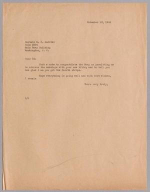 [Letter from Harris Leon Kempner to Captain M. E. Andrews, November 16, 1945]