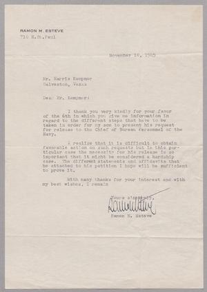 [Letter from Ramon M. Esteve to Mr. Harris Kempner, November 10, 1945]