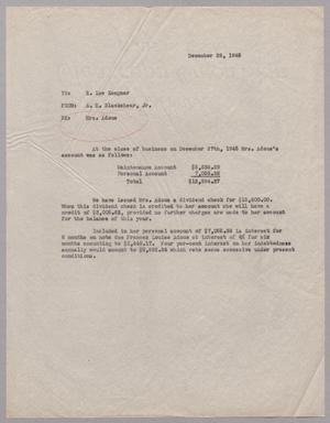 [Letter from A. H. Blackshear, Jr. to R. Lee Kempner, December 28, 1945]