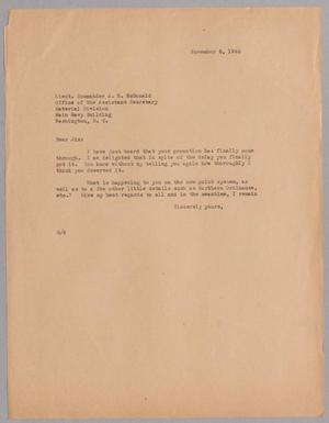 [Letter from Harris L. Kempner to Lieut. Commander J. E. McDonald, November 6, 1945]