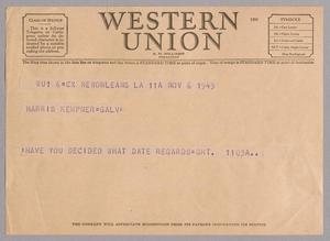 [Telegram to Harris Kempner, November 6, 1945]