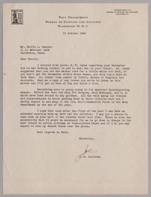 [Letter from J. M. Sullivan to Harris L. Kempner, October 31, 1945]