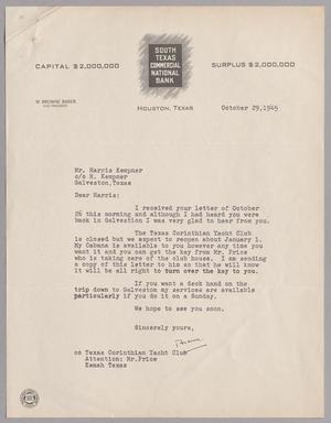 [Letter from South Texas Commercial National Bank to Mr. Harris Kempner, October 29, 1945]
