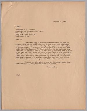[Letter from Harris L. Kempner to Commander M. E. Andrews, October 27, 1945]