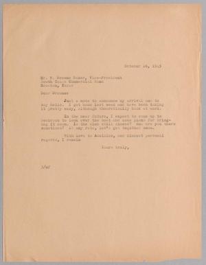 [Letter from Harris L. Kempner to W. Browne Baker, October 26, 1945]