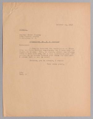 [Letter from Harris L. Kempner to Cherner Motor Company, October 24, 1945]
