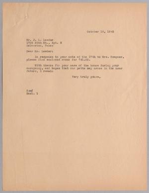 [Letter from Harris L. Kempner to Mr. J. L. Lawder, October 19, 1945]