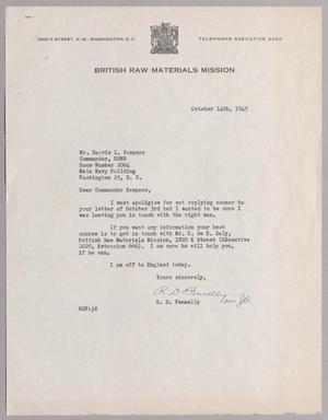 [Letter from British Raw Materials Mission to Mr. Harris L. Kempner, October 14, 1945]