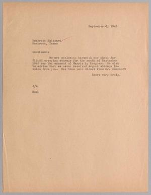 [Letter from A. H. Blackshear to Seabrook Shipyard, September 6, 1945]