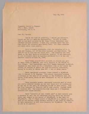 [Letter from A. H. Blackshear, Jr. to Commander Harris L. Kempner, July 12, 1945]
