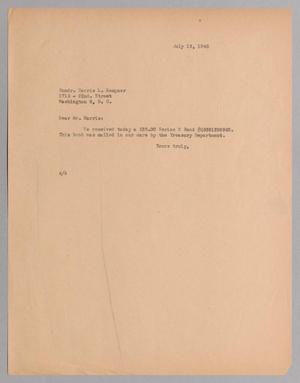 [Letter from A. H. Blackshear, Jr. to Comdr. Harris L. Kempner, July 13, 1945]