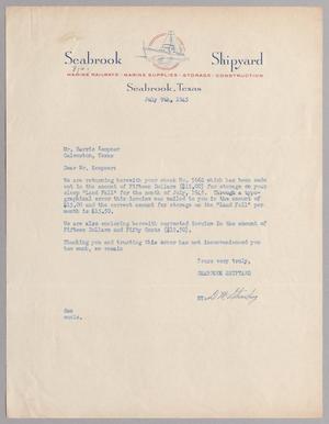 [Letter from Seabrook Shipyard to Mr. Harris Kempner, July 9, 1945]