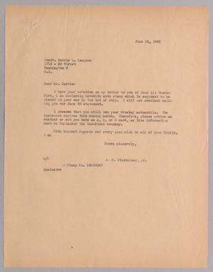[Letter from A. H. Blackshear, Jr. to Comdr. Harris L. Kempner, June 16, 1945]