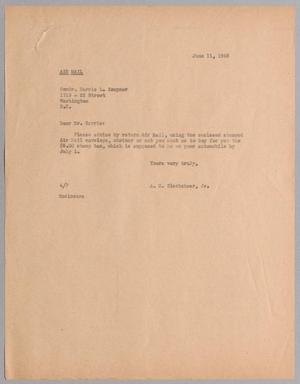 [Letter from A. H. Blackshear, Jr. to Comdr. Harris L. Kempner, June 11, 1945]