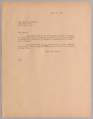 [Letter from Ray I. Mehan to Com. Harris L. Kempner, April 17, 1945]