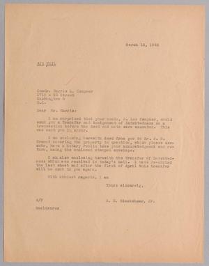 [Letter from A. H. Blackshear, Jr. to Comdr. Harris L. Kempner, March 13, 1945]