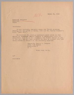 [Letter from A. H. Blackshear, Jr. to Seabrook Shipyard, March 10, 1945]