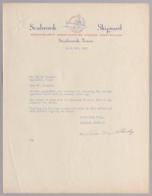 [Letter from Seabrook Shipyard to Mr. Harris Kempner, March 8, 1945]