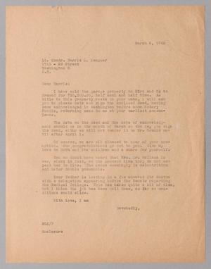 [Letter from R. Lee Kempner to Lt. Comdr. Harris L. Kempner, March 6, 1945]