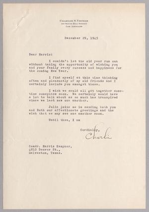 [Letter from Charles S. Thomas to Comdr. Harris Kempner, December 29, 1945]