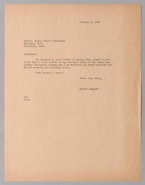 [Letter from Harris L. Kempner to Messrs. Rotan, Mosle & Moreland, January 4, 1946]