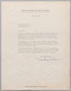 Primary view of object titled '[Letter from Donald Barthelme and Associates to Mr. Harris Kempner, January 4, 1946]'.