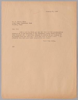 Primary view of object titled '[Letter from Harris L. Kempner to Mr. W. Browne Baker, January 21, 1946]'.