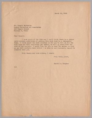 [Letter from Harris L. Kempner to Mr. Donald Barthelme, March 19, 1946]