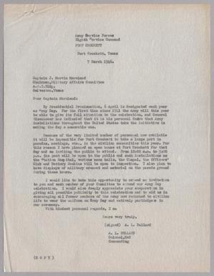 [Letter from A. L. Bullard to Captain J. Marvin Moreland, March 7, 1946]