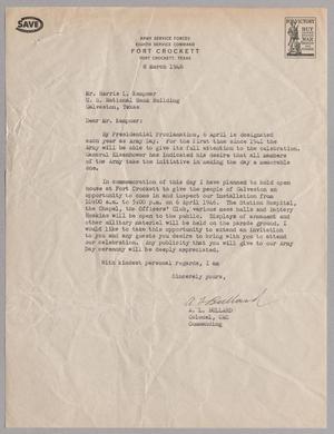 [Letter from A. L. Bullard to Harris L. Kempner, March 8, 1946]
