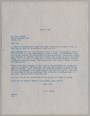 Primary view of object titled '[Letter from E. E. Hansen to Mr. James Shiefer, March 6, 1946]'.